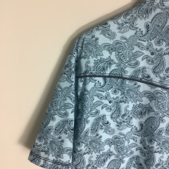 QED Men's Paisley Western Cowboy Short Sleeve Henley Shirt Snap Buttons XL - Picture 6 of 9